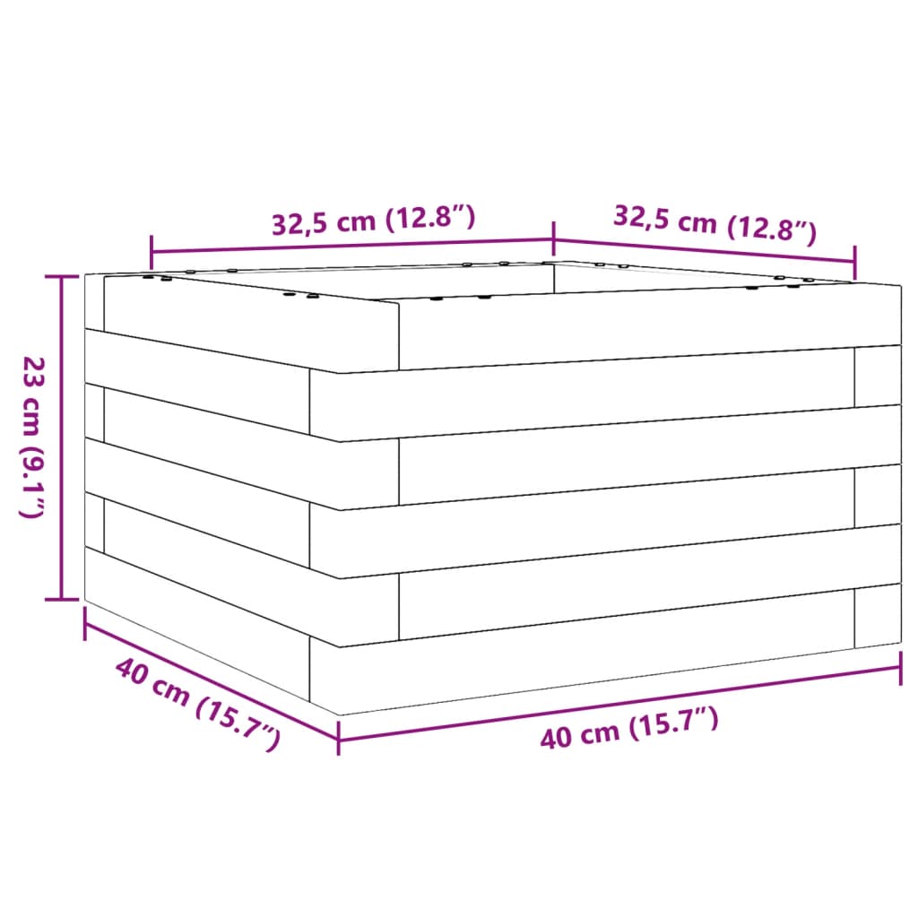 Pflanzkübel 40x40x23 cm Massivholz Douglasie