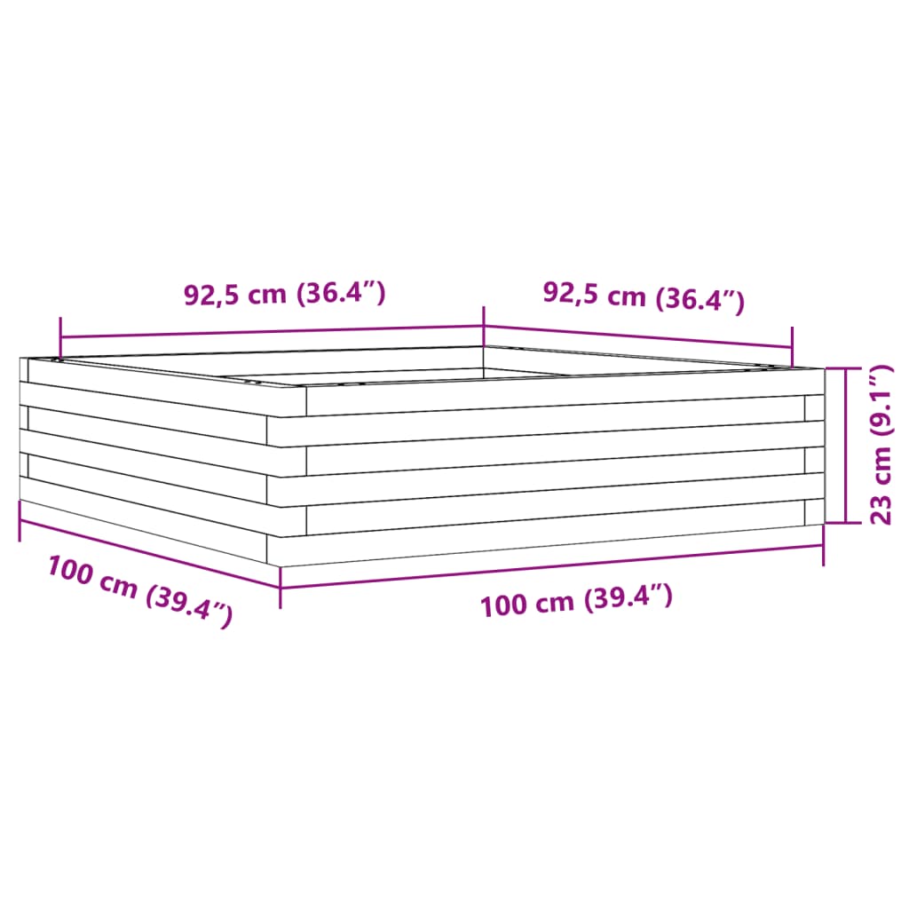 Pflanzkübel 100x100x23 cm Massivholz Douglasie