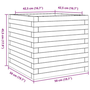 Pflanzkübel Wachsbraun 50x50x45,5 cm Massivholz Kiefer