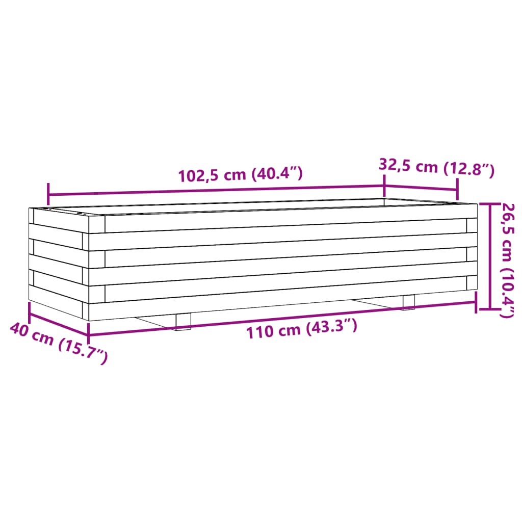 Pflanzkübel Wachsbraun 110x40x26,5 cm Massivholz Kiefer