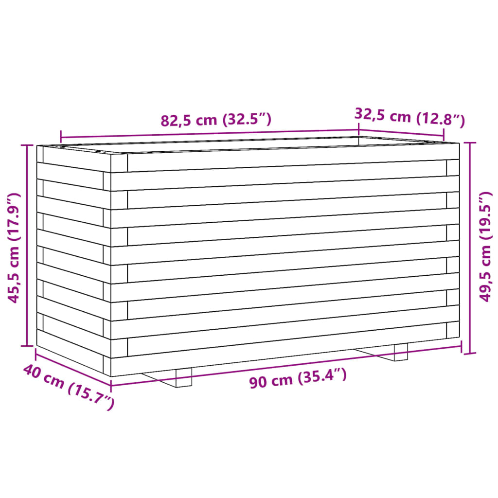 Pflanzkübel Wachsbraun 90x40x49,5 cm Massivholz Kiefer