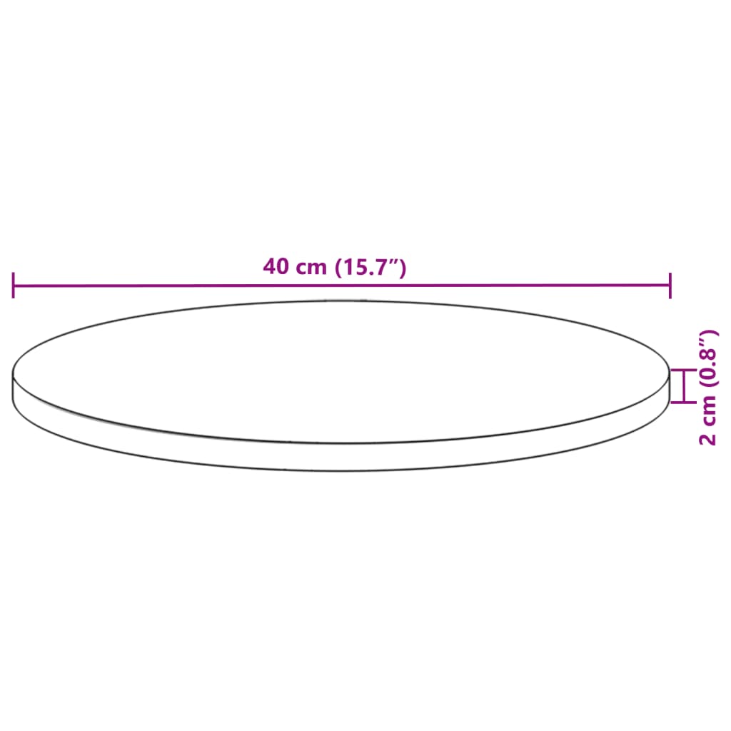 vidaXL Tischplatte Rund Ø40x2 cm Massivholz Akazie