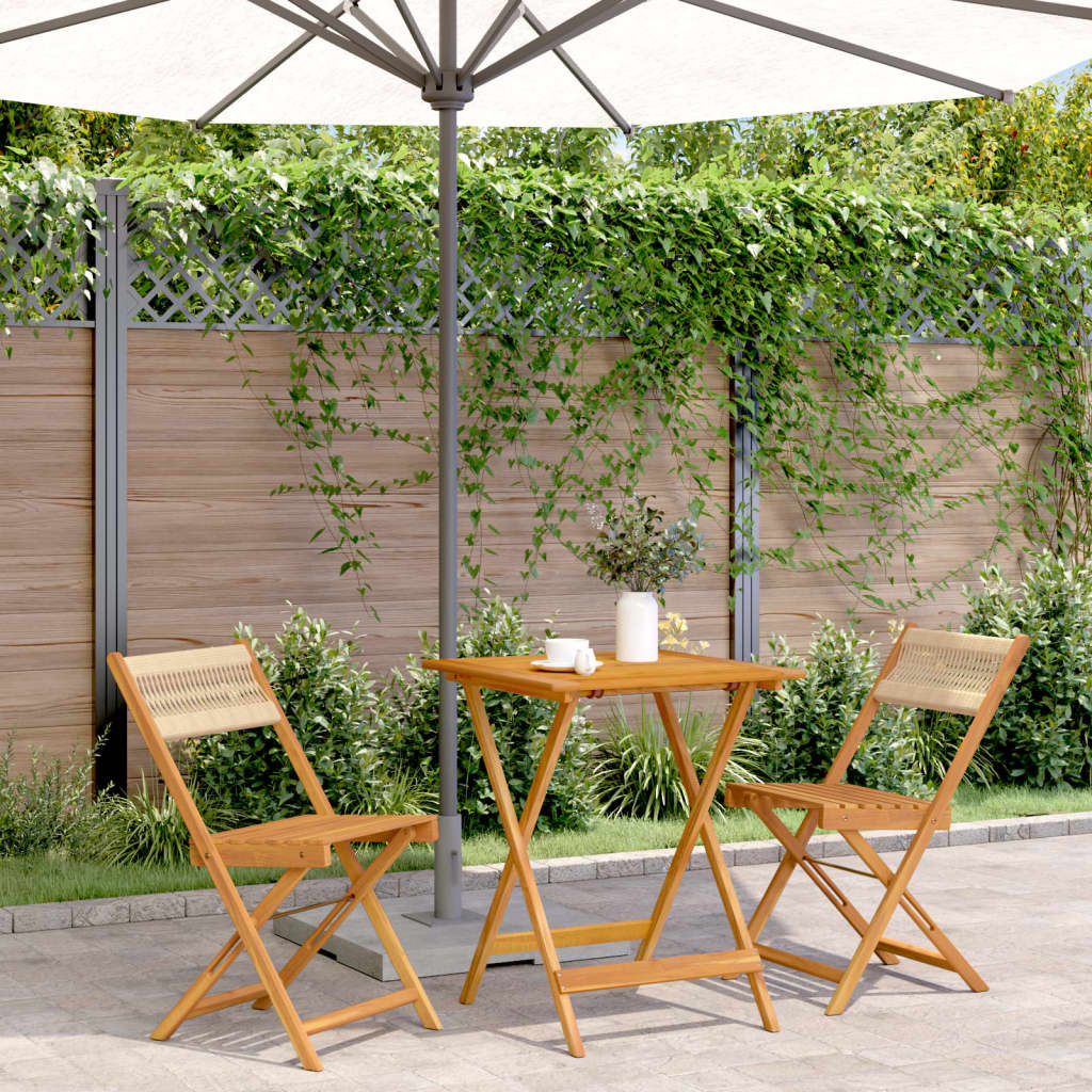 vidaXL 3-tlg. Bistro-Set Beige Polypropylen und Massivholz