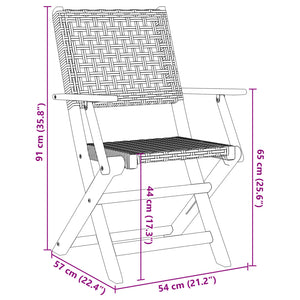 vidaXL 3-tlg. Bistro-Set Schwarz Poly Rattan und Massivholz