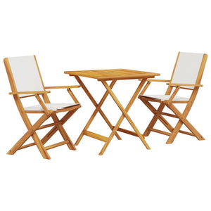 vidaXL 3-tlg. Bistro-Set Cremeweiß Stoff und Massivholz