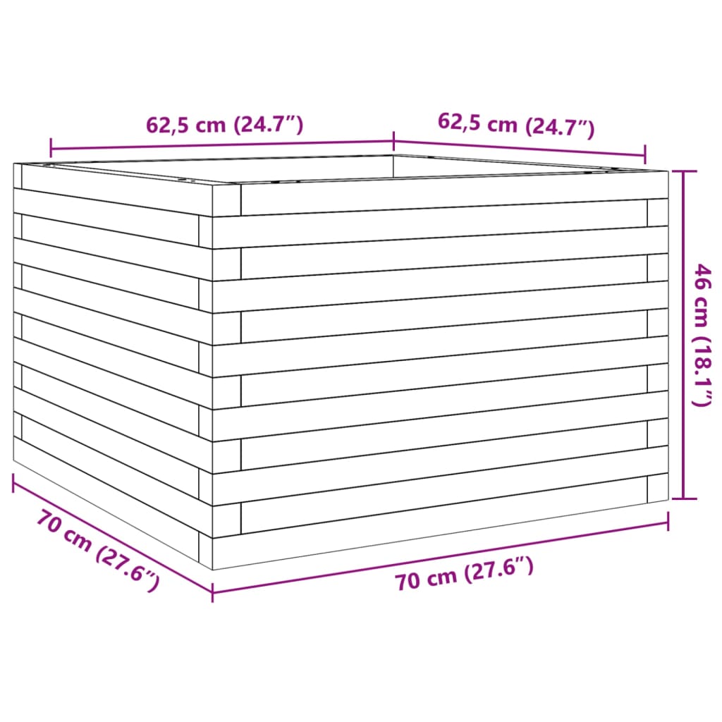 Pflanzkübel 70x70x46 cm Massivholz Douglasie