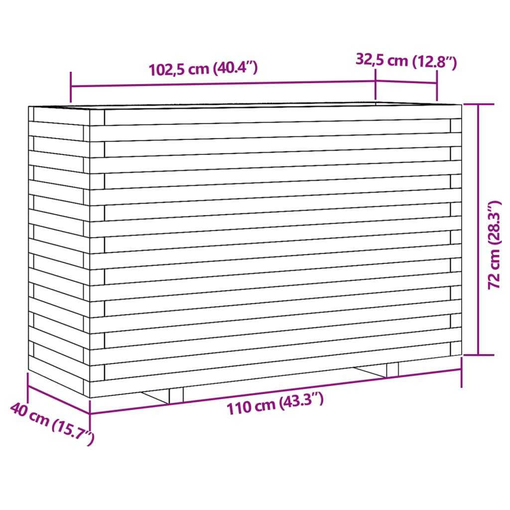 Pflanzkübel 110x40x72 cm Massivholz Douglasie