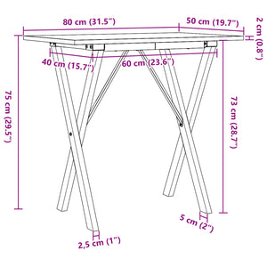 vidaXL Esstisch X-Gestell 80x50x75 cm Massivholz Kiefer und Gusseisen