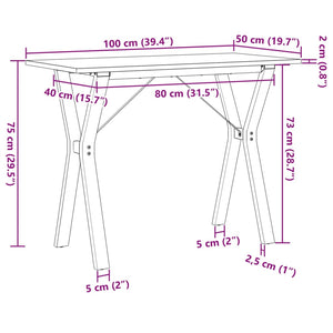 vidaXL Esstisch Y-Gestell 100x50x75 cm Massivholz Kiefer und Gusseisen