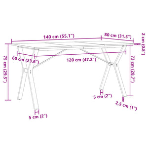 Esstisch Y-Gestell 140x80x75 cm Massivholz Kiefer und Gusseisen Stilecasa