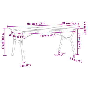 Esstisch Y-Gestell 180x90x75 cm Massivholz Kiefer und Gusseisen Stilecasa