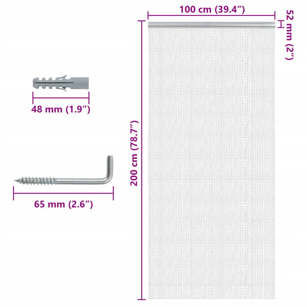 vidaXL Türvorhang aus Ketten 100x200 cm Aluminium