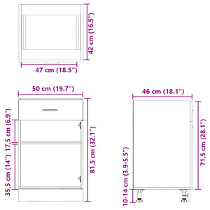 vidaXL Schubunterschrank Sonoma-Eiche 50x46x81,5 cm Holzwerkstoff