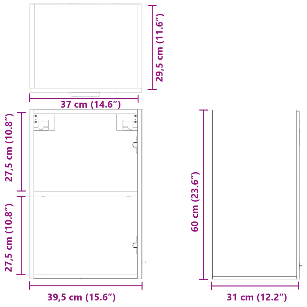 vidaXL Hängeschrank Sonoma-Eiche 39,5x31x60 cm Holzwerkstoff