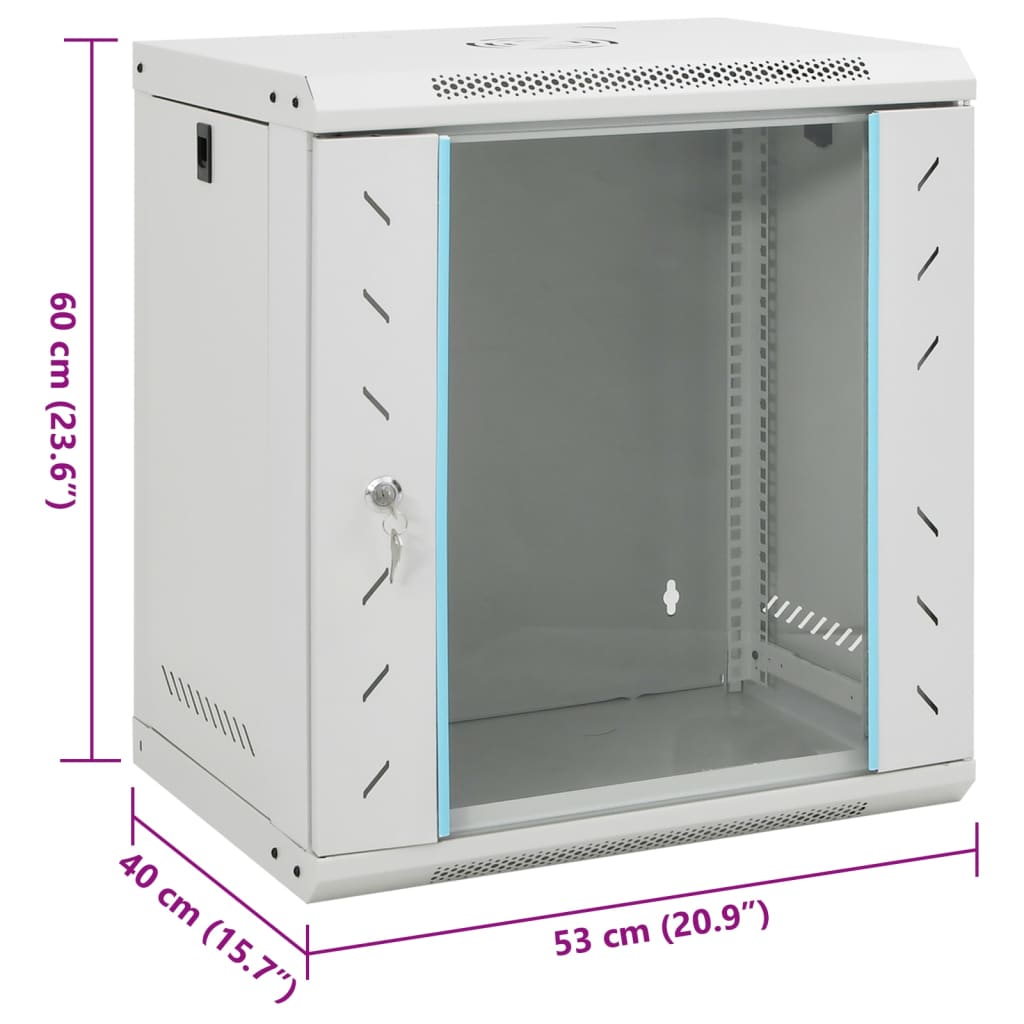 vidaXL 12U Wand-Netzwerkschrank 19" IP20 53x40x60 cm