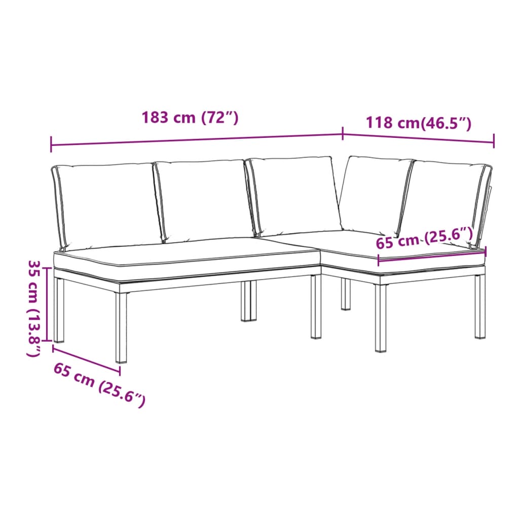 vidaXL 2-tlg. Garten-Sofagarnitur mit Kissen Schwarz Aluminium