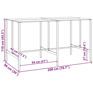 vidaXL 11-tlg. Gartenbar-Set Schwarz Pulverbeschichteter Stahl