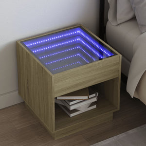 vidaXL Nachttisch mit Infinity-LED Sonoma-Eiche 50x50x50 cm