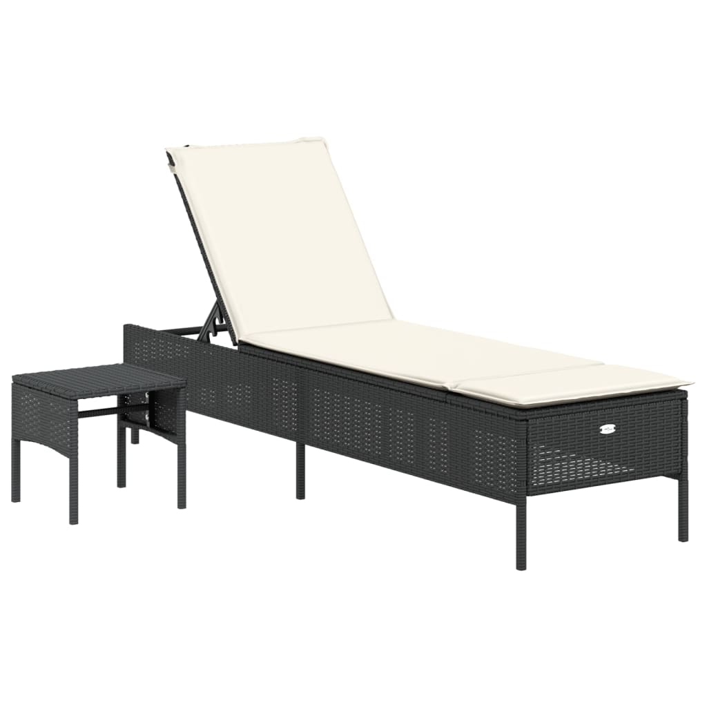 vidaXL 3-tlg. Sonnenliegen-Set mit Auflage Schwarz Poly-Rattan