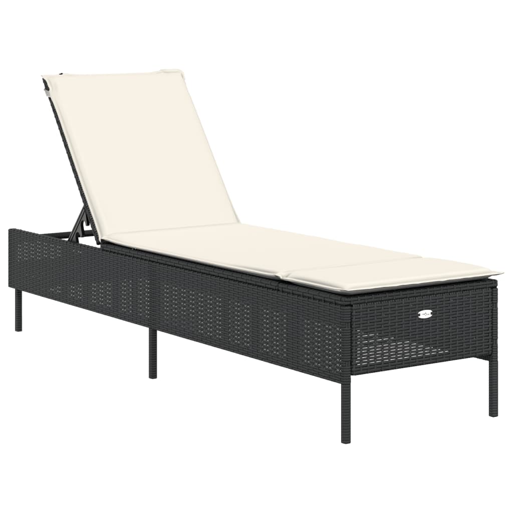 vidaXL 3-tlg. Sonnenliegen-Set mit Auflage Schwarz Poly-Rattan