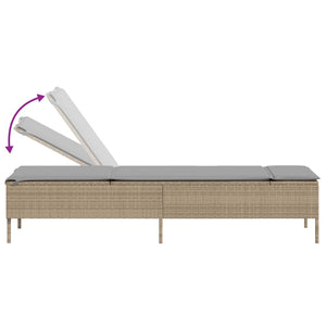 3-tlg. Sonnenliegen-Set mit Auflage Beige Poly Rattan