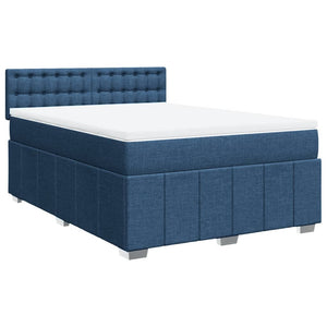 vidaXL Boxspringbett mit Matratze Blau 160x200 cm Stoff