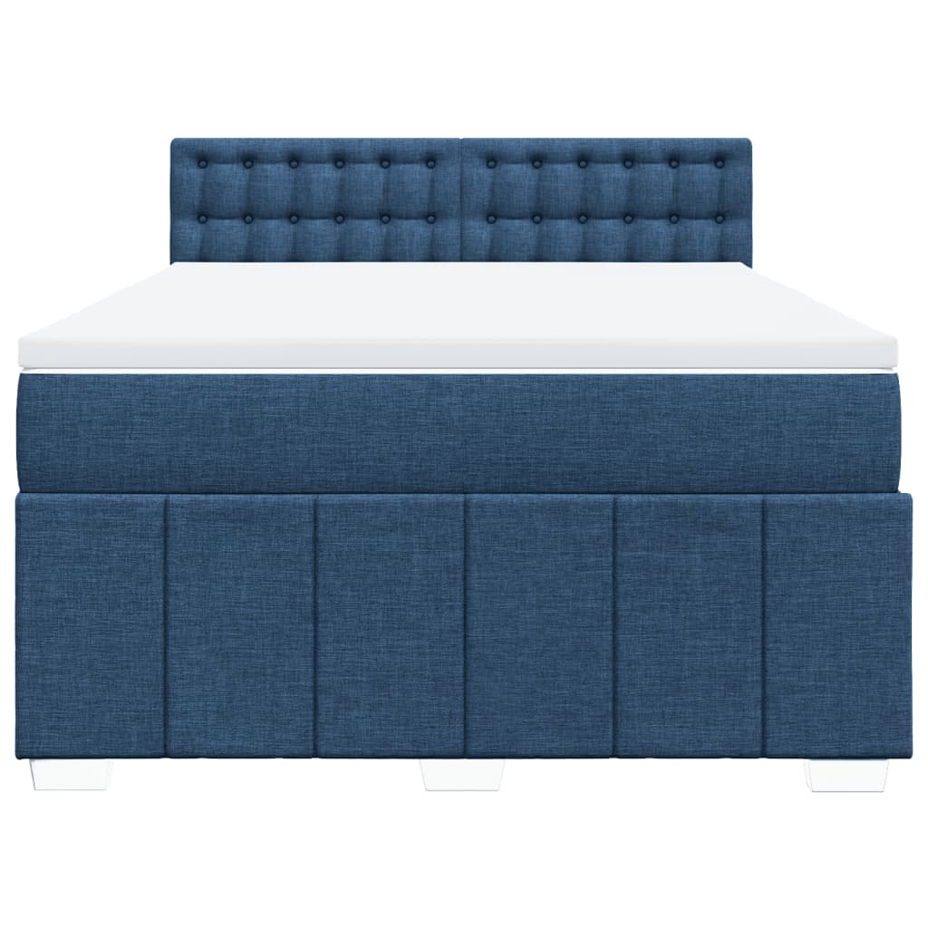 vidaXL Boxspringbett mit Matratze Blau 160x200 cm Stoff