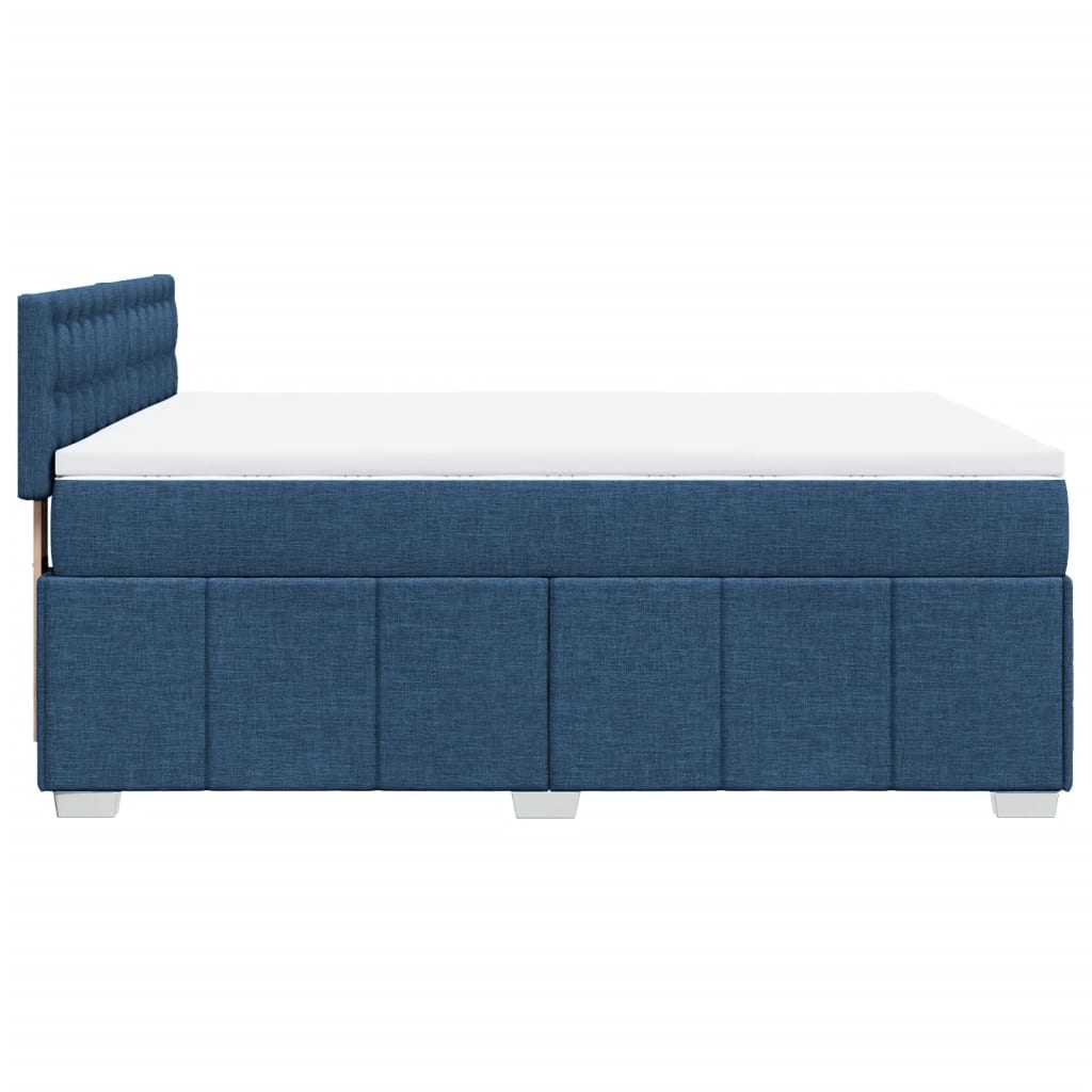 vidaXL Boxspringbett mit Matratze Blau 160x200 cm Stoff