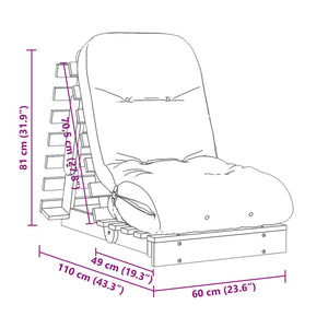 vidaXL Futon Schlafsofa mit Matratze Weiß 60x206x11 Massivholz Kiefer