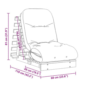 vidaXL Futon Schlafsofa mit Matratze 60x206x11 Kiefernholz Imprägniert