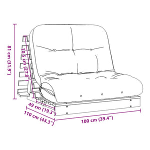 vidaXL Futon Schlafsofa mit Matratze 100x206x11 cm Massivholz Kiefer