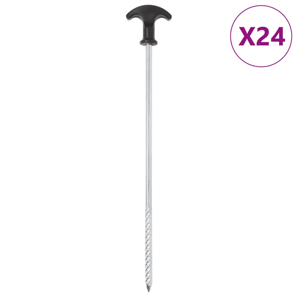 vidaXL Zeltheringe 24 Stk. 30 cm Ø7 mm Verzinkter Stahl