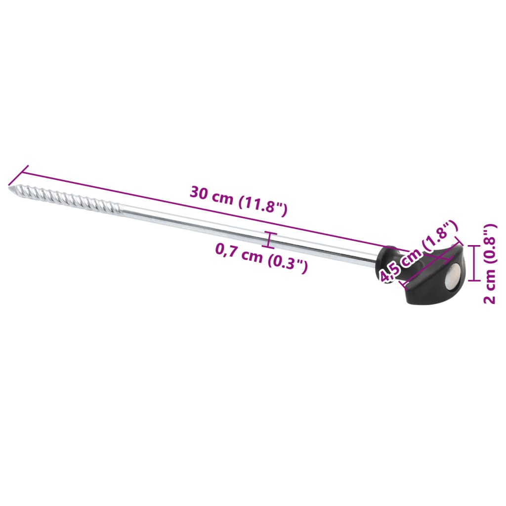 vidaXL Zeltheringe 24 Stk. 30 cm Ø7 mm Verzinkter Stahl