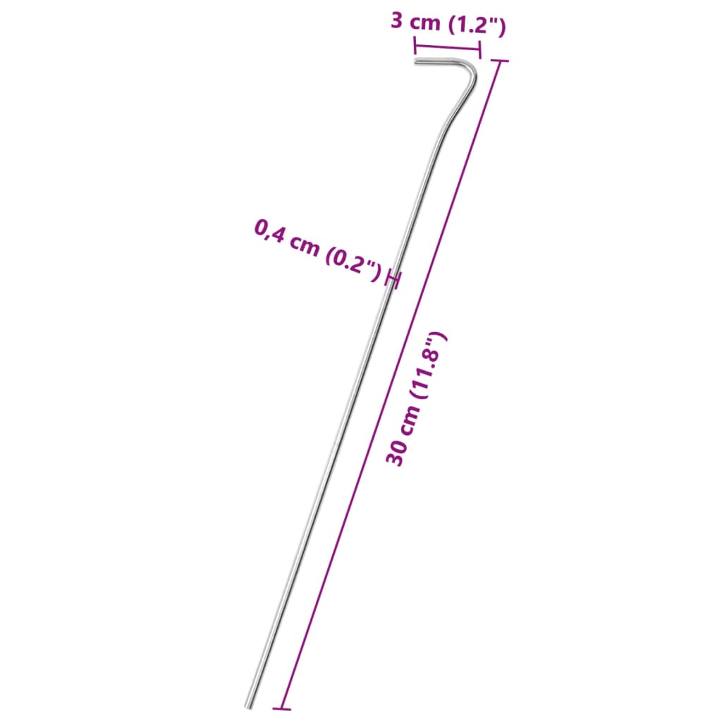 vidaXL Zeltheringe 50 Stk. 30 cm Ø4 mm Verzinkter Stahl