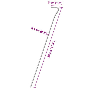 vidaXL Zeltheringe 50 Stk. 30 cm Ø4 mm Verzinkter Stahl