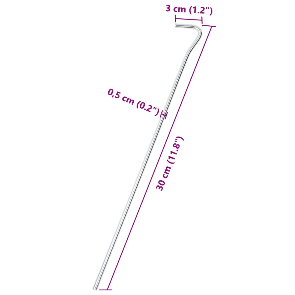 vidaXL Zeltheringe 50 Stk. 30 cm Ø5 mm Verzinkter Stahl