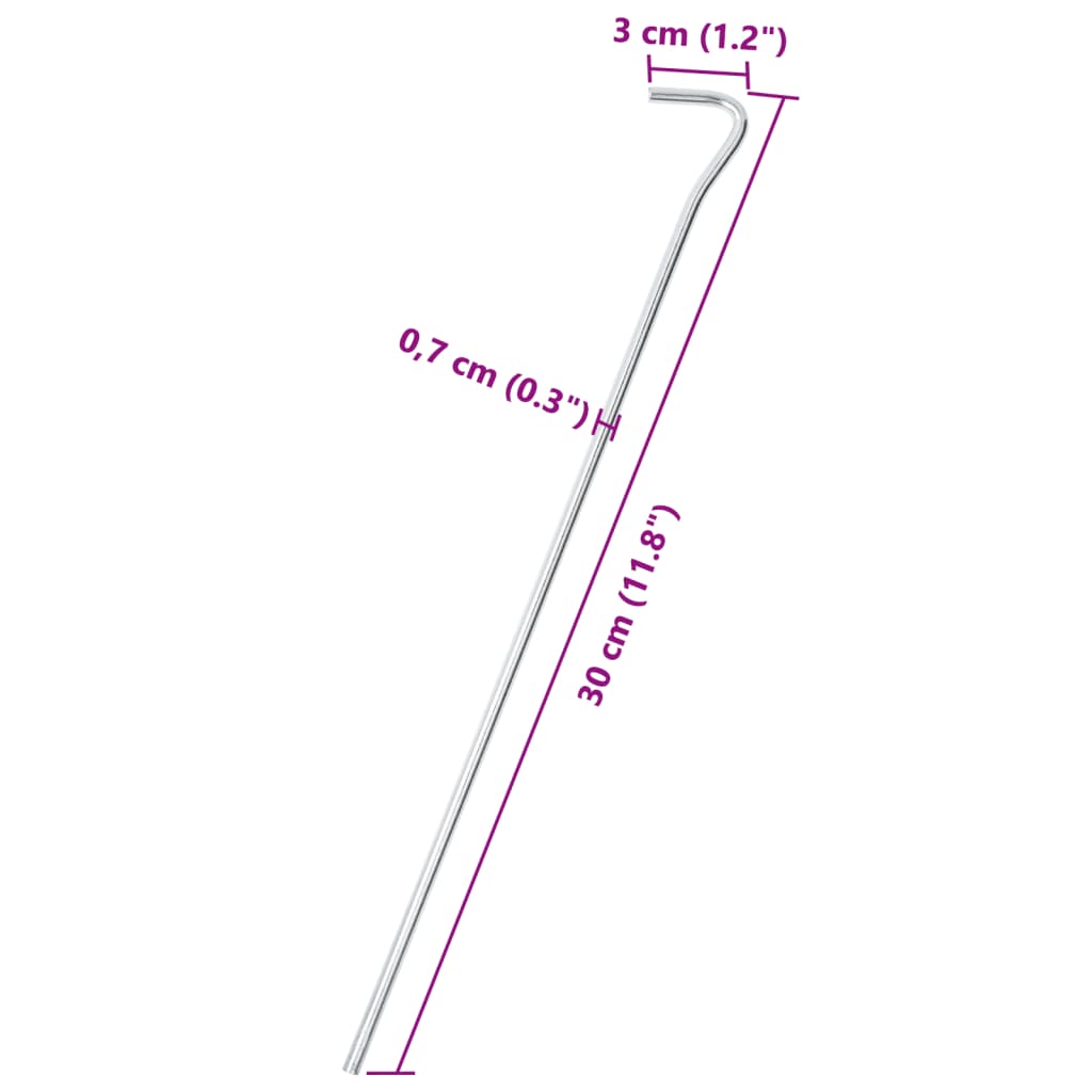 vidaXL Zeltheringe 50 Stk. 30 cm Ø7 mm Verzinkter Stahl