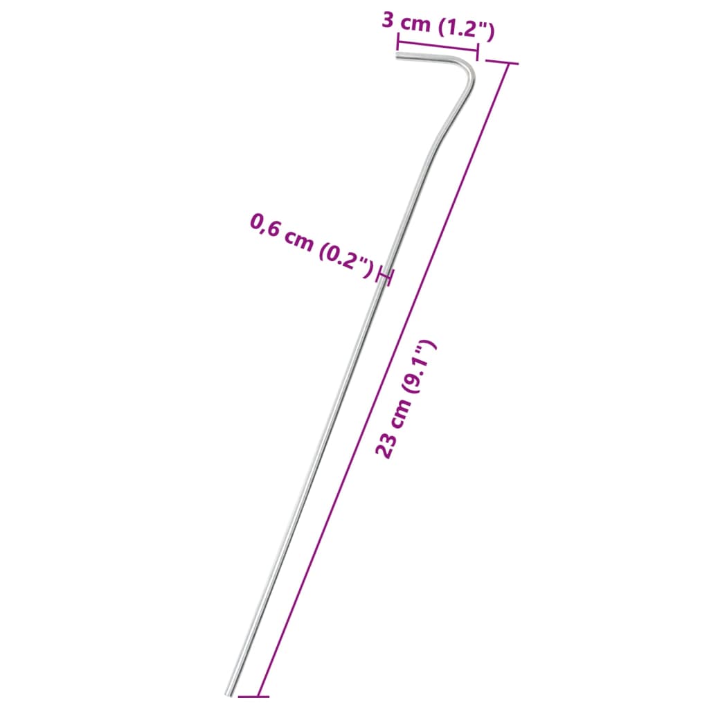 Zeltheringe 50 Stk. 23 cm Ø3 mm Verzinkter Stahl Stilecasa