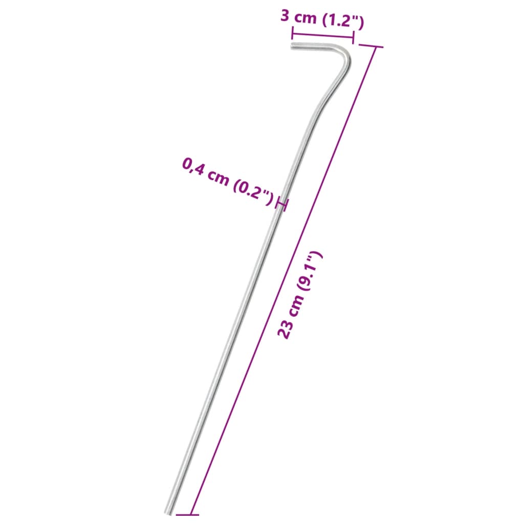 vidaXL Zeltheringe 50 Stk. 23 cm Ø4 mm Verzinkter Stahl