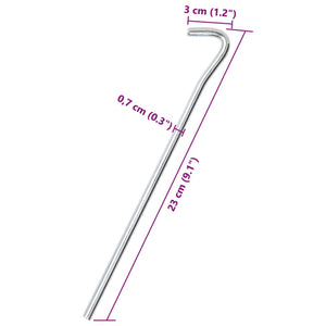 vidaXL Zeltheringe 50 Stk. 23 cm Ø7 mm Verzinkter Stahl