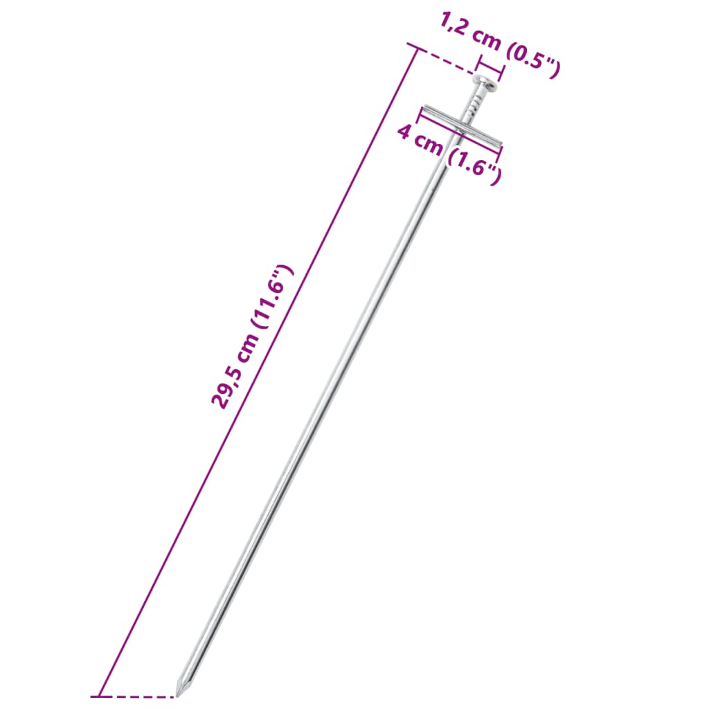 vidaXL Zeltheringe 24 Stk. 29,5 cm Ø6 mm Verzinkter Stahl