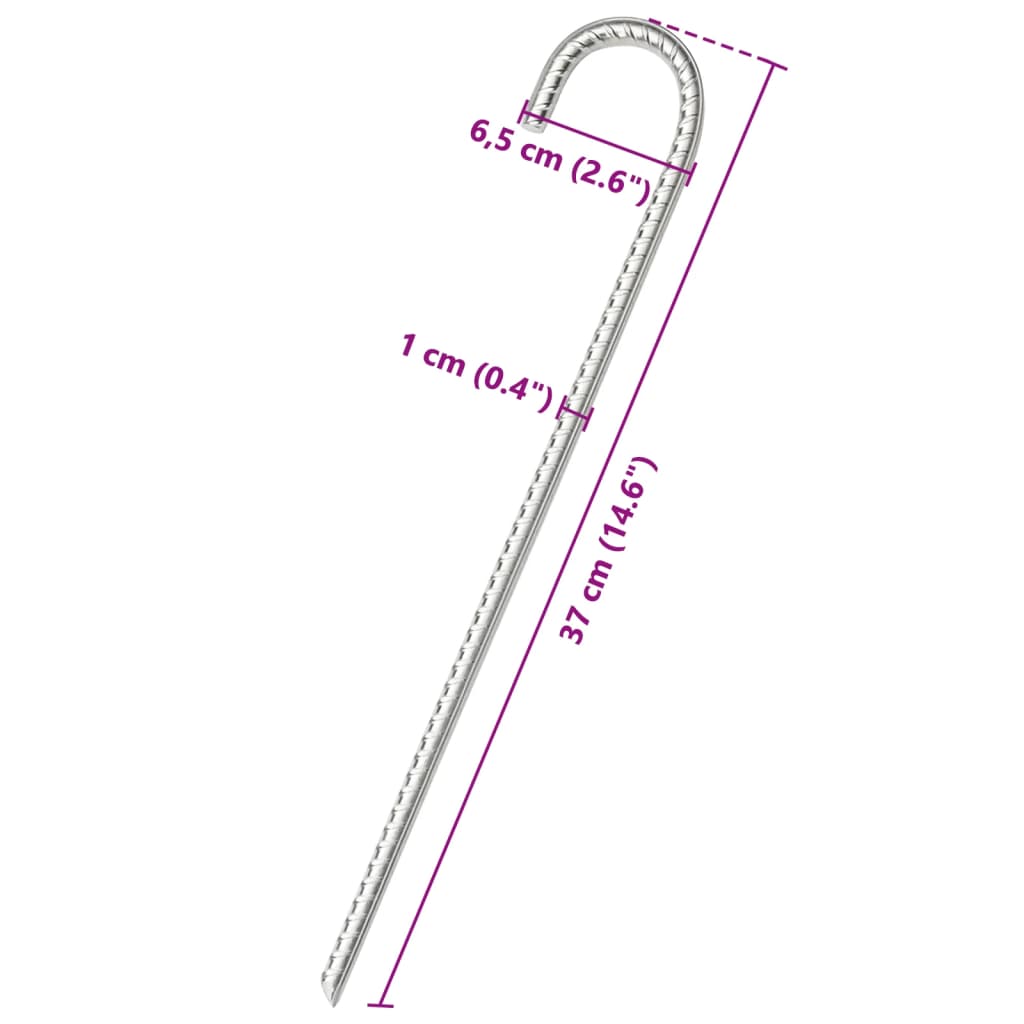 vidaXL Zeltheringe 6 Stk. 37 cm Ø10 mm Verzinkter Stahl