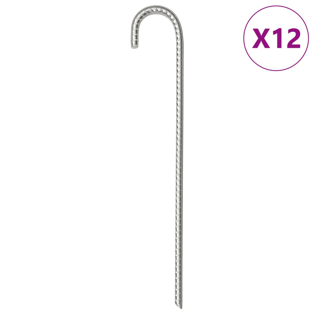 vidaXL Zeltheringe 12 Stk. 37 cm Ø10 mm Verzinkter Stahl