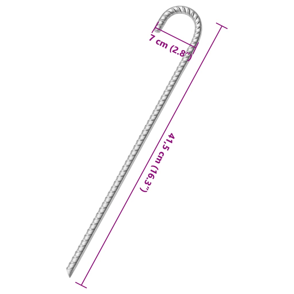 vidaXL Zeltheringe 6 Stk. 41,5 cm Ø12 mm Verzinkter Stahl