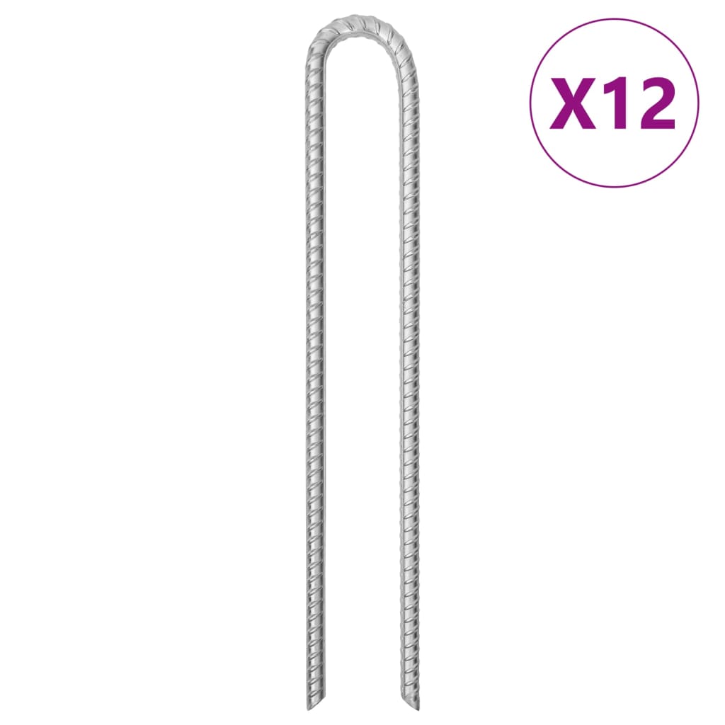 vidaXL Zeltheringe 12 Stk. U-Form 41,5 cm Ø12 mm Verzinkter Stahl