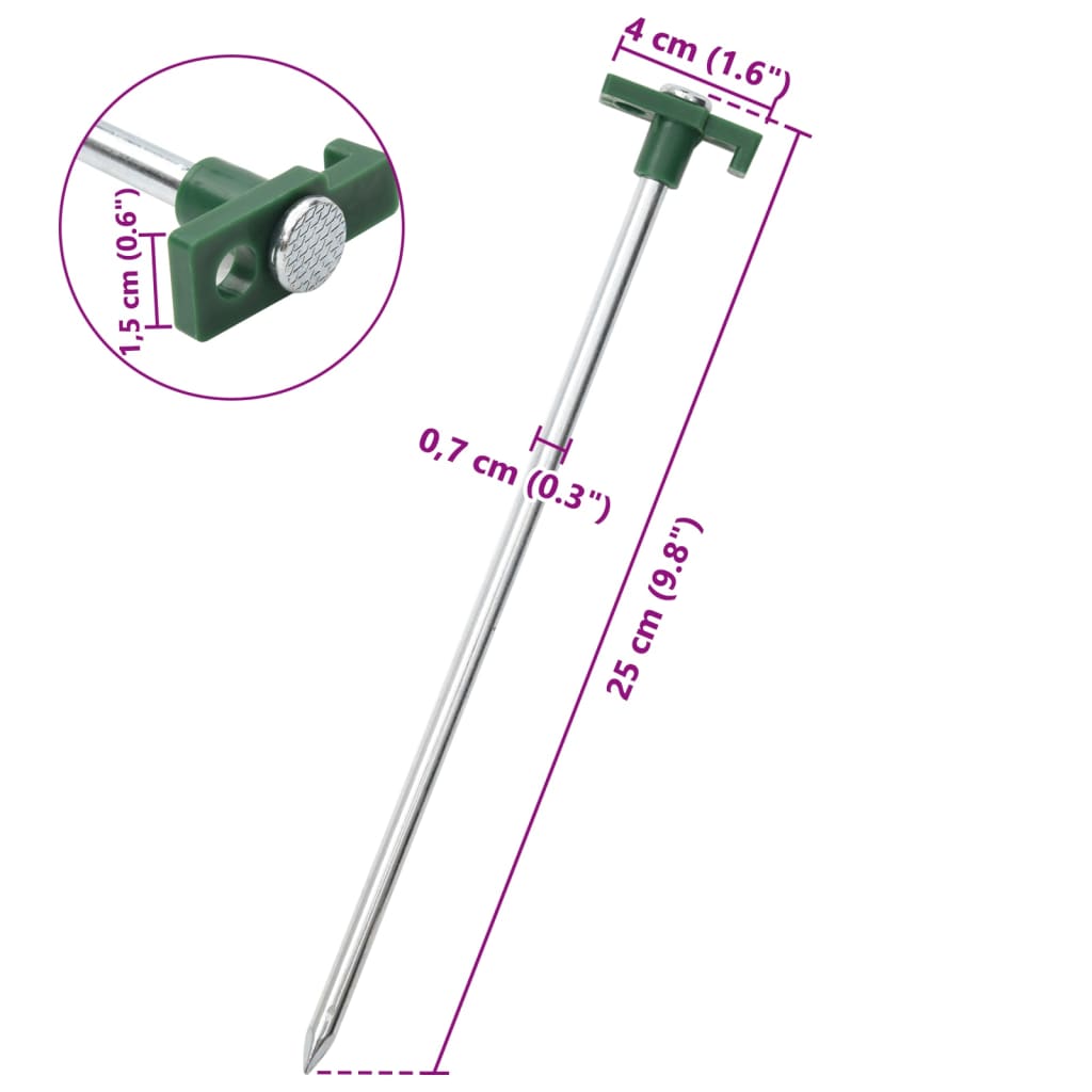 vidaXL Zeltheringe 24 Stk. 25 cm 7 mm Verzinkter Stahl und PP