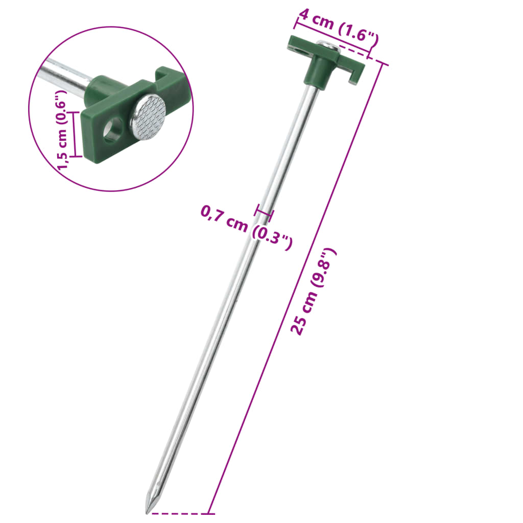 Zeltheringe 12 Stk. 25 cm 7 mm Verzinkter Stahl und PP Stilecasa