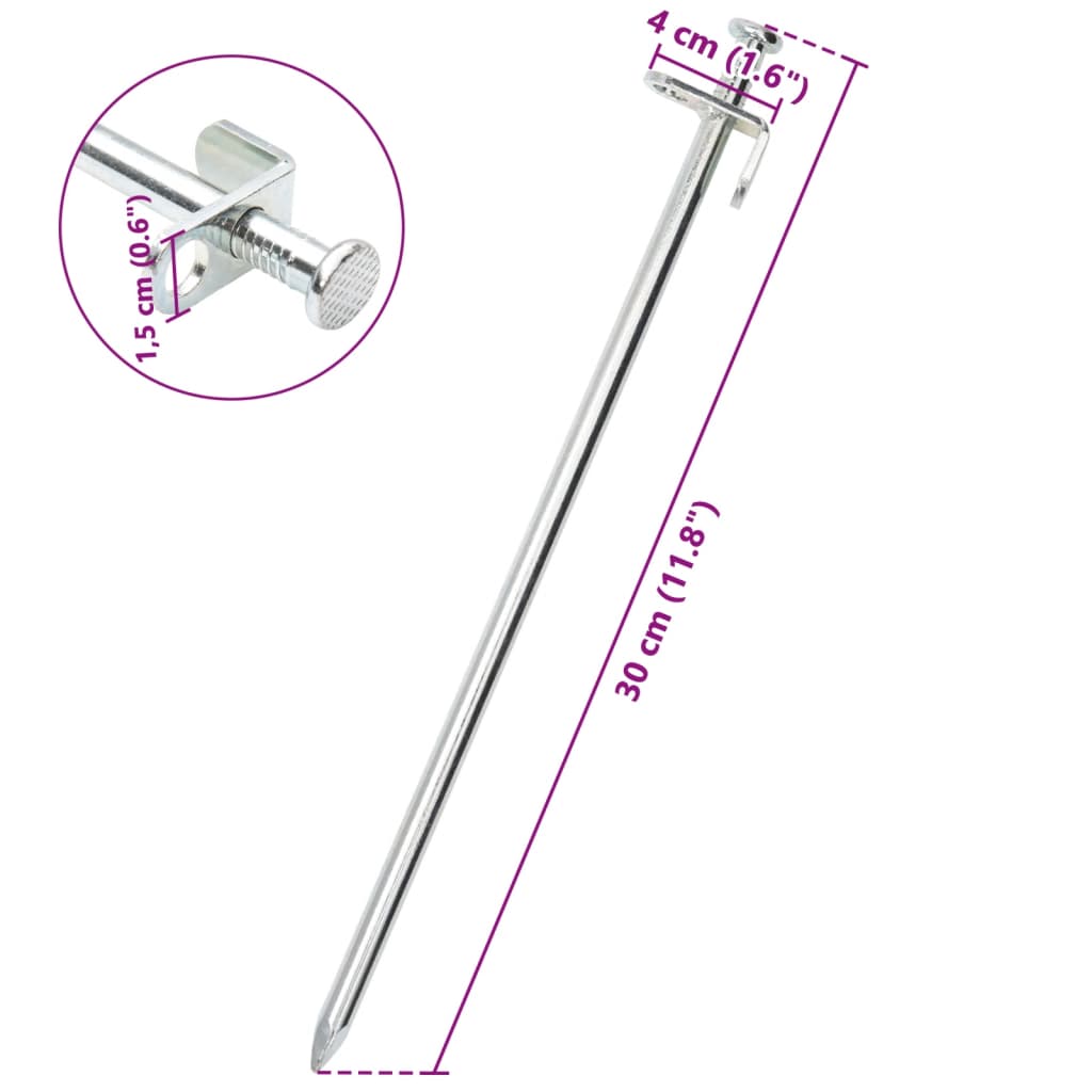 Zeltheringe 24 Stk. 30 cm 8 mm Verzinkter Stahl Stilecasa