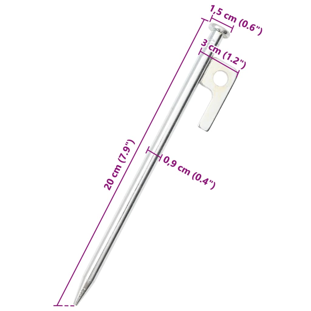 vidaXL Zeltheringe 24 Stk. 20 cm 9 mm Verzinkter Stahl