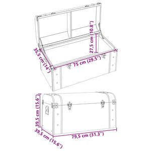 vidaXL Schatztruhe mit Riegeln Dunkelbraun 79,5x39,5x39,5 cm Sperrholz